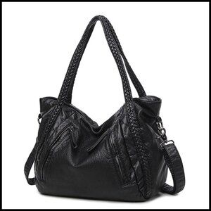 Soft Leather Hobo Shoulder Bag Large Tote Slouchy Satchel Trendy Purse